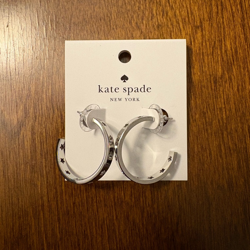 Kate Spade Silver Star Hoop Earrings